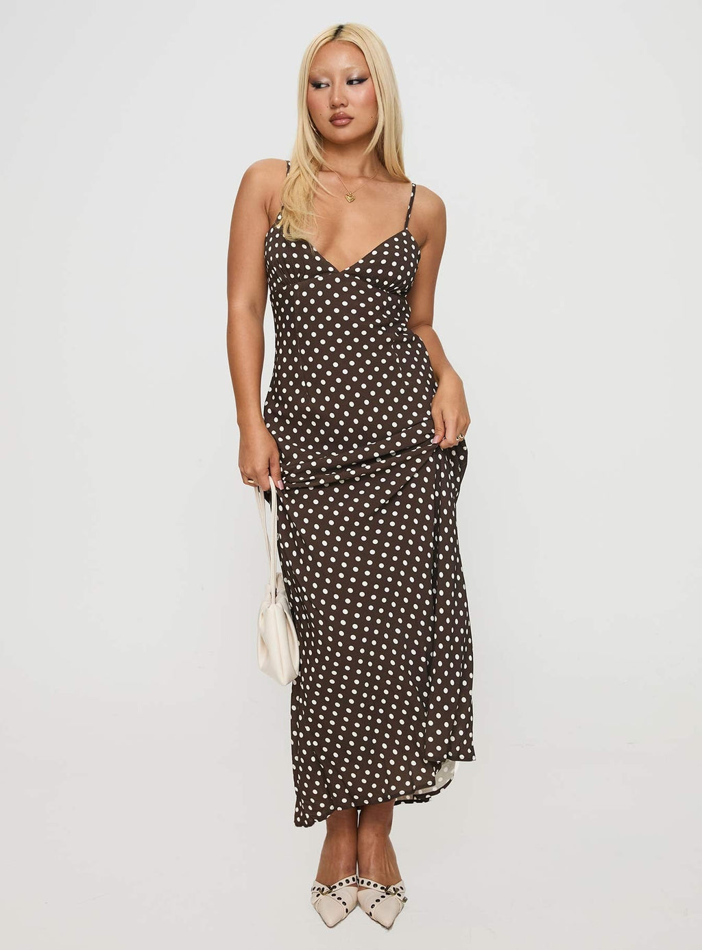 Jorjana Maxi Dress Brown / White Polka Dot