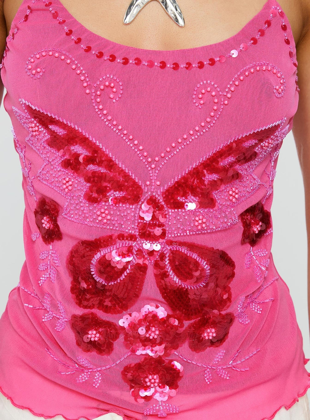 Start Of Summer Sequin Top Pink