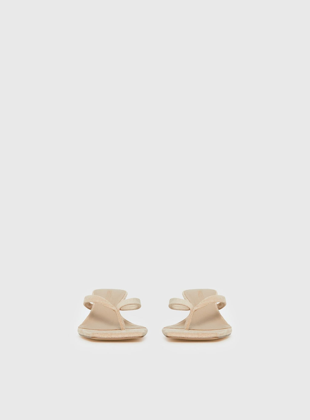 So Exclusive Faux Suede Thong Heels Tan