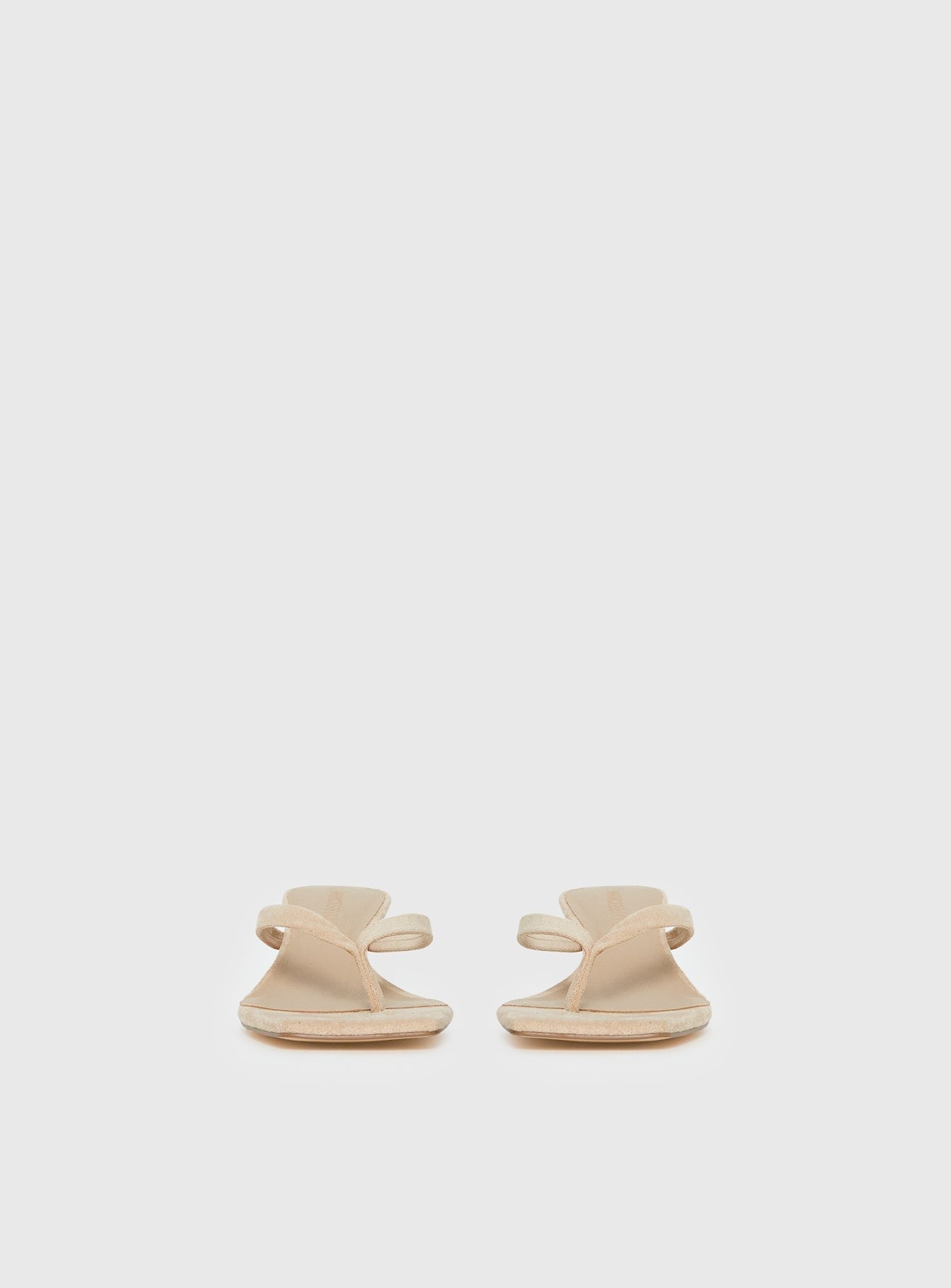 So Exclusive Faux Suede Thong Heels Tan