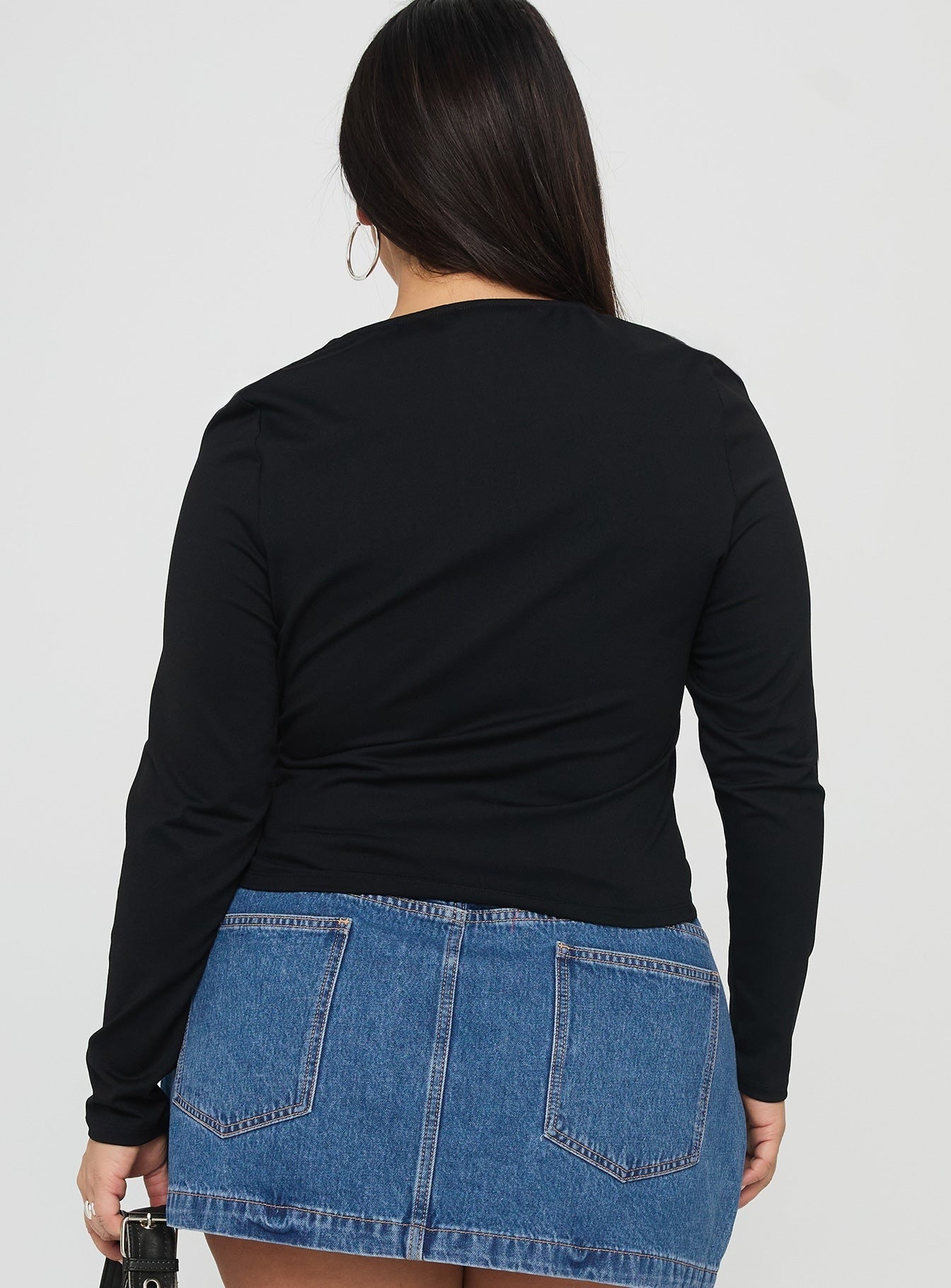 Sold On You Long Sleeve Top Black Curve