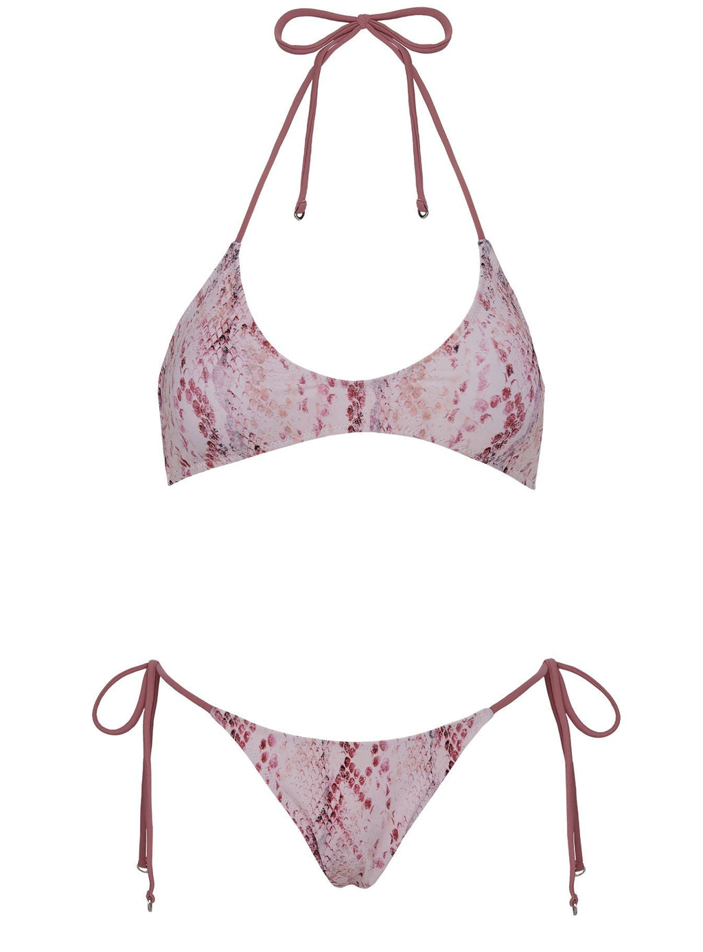Naysa Tie Side Bikini Bottoms Pink Snake