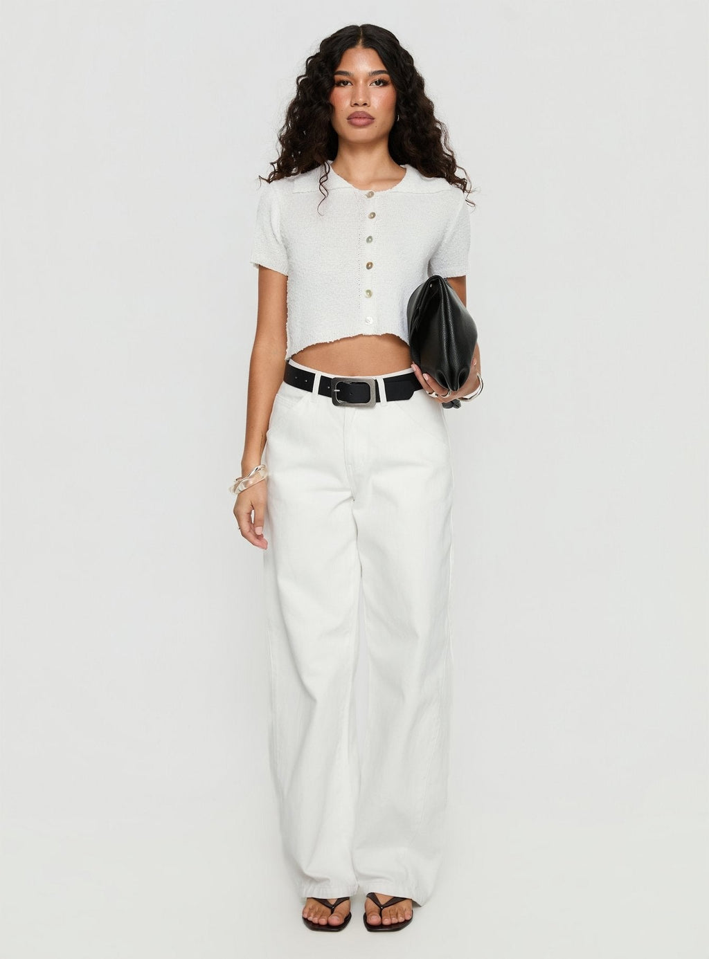 Erena High Rise Barrel Leg Jeans White