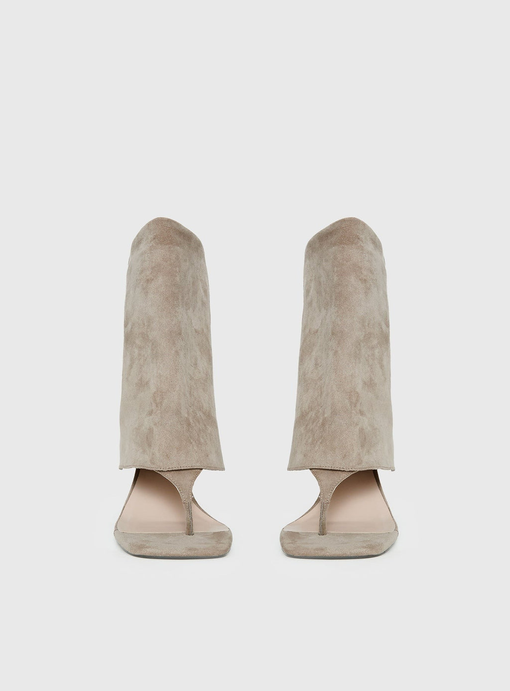Catch The Light Faux Suede Open Toe Boots Tan