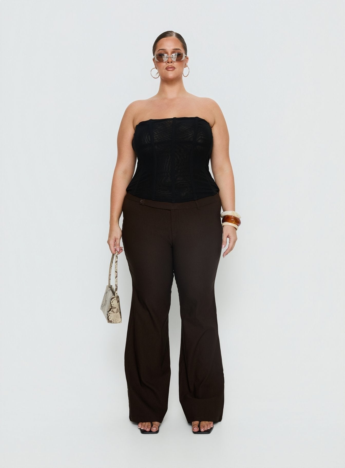 Oscuro Longline Mesh Corset Top Black Curve