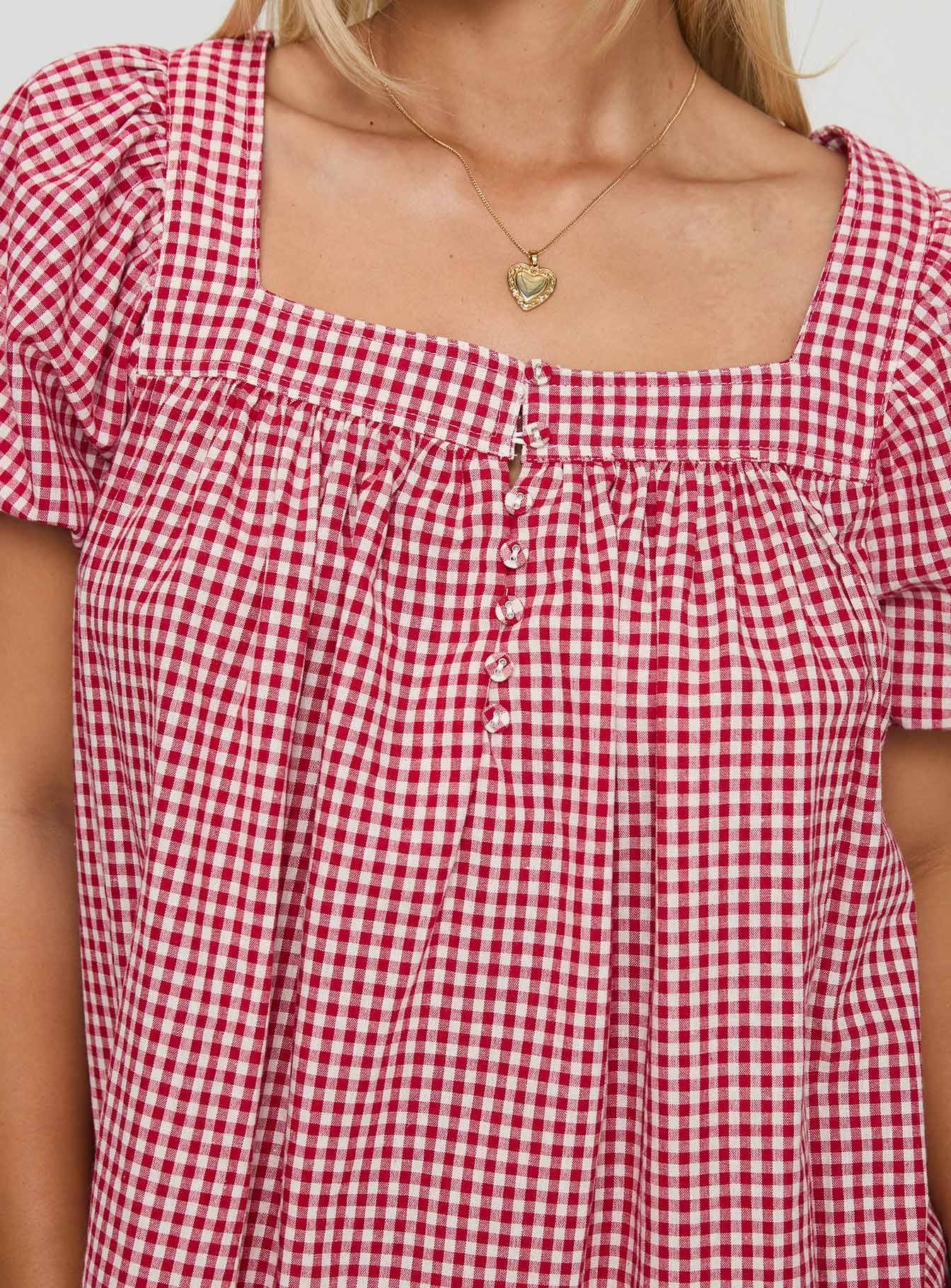 Lilibet Mini Dress Red Gingham