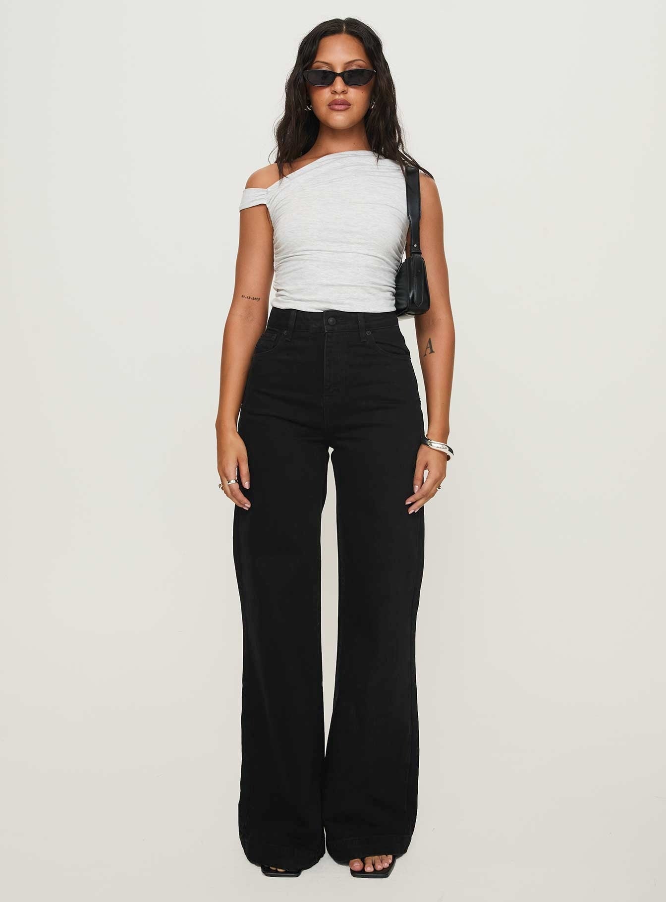 Goldie High Rise Wide Leg Jeans Black Tall