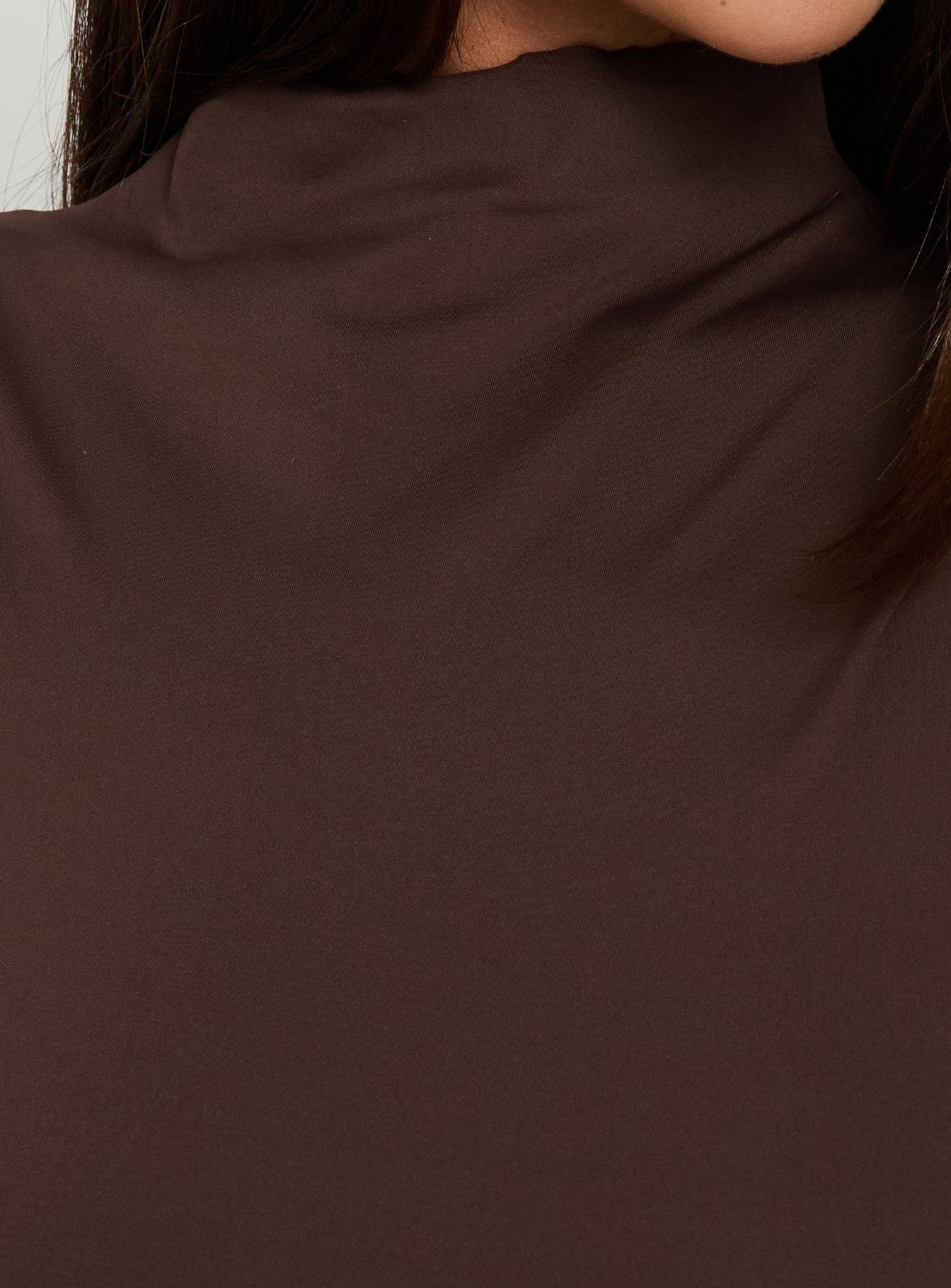 Pirella Mock Neck Long Sleeve Bodysuit Brown