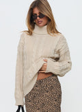 Bryden Turtleneck Cable Knit Sweater Beige