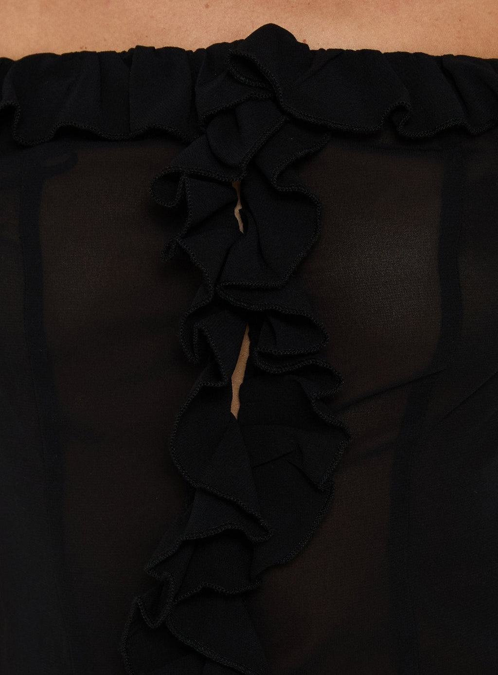 Nivelle Frill Detail Off Shoulder Top Black
