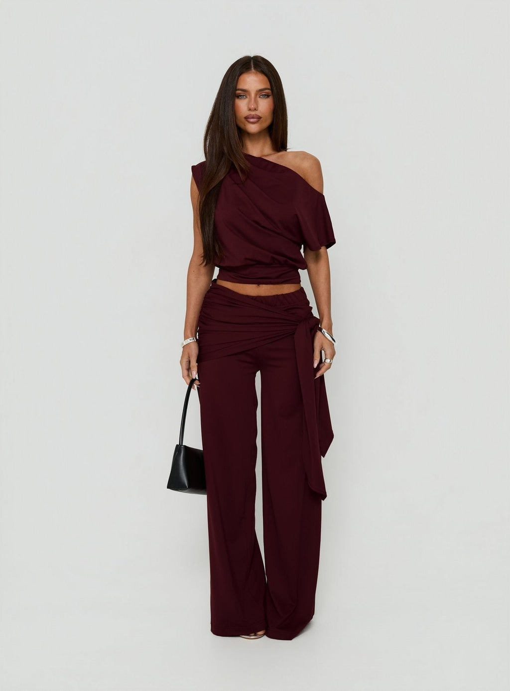Hadlia Off Shoulder Top Burgundy