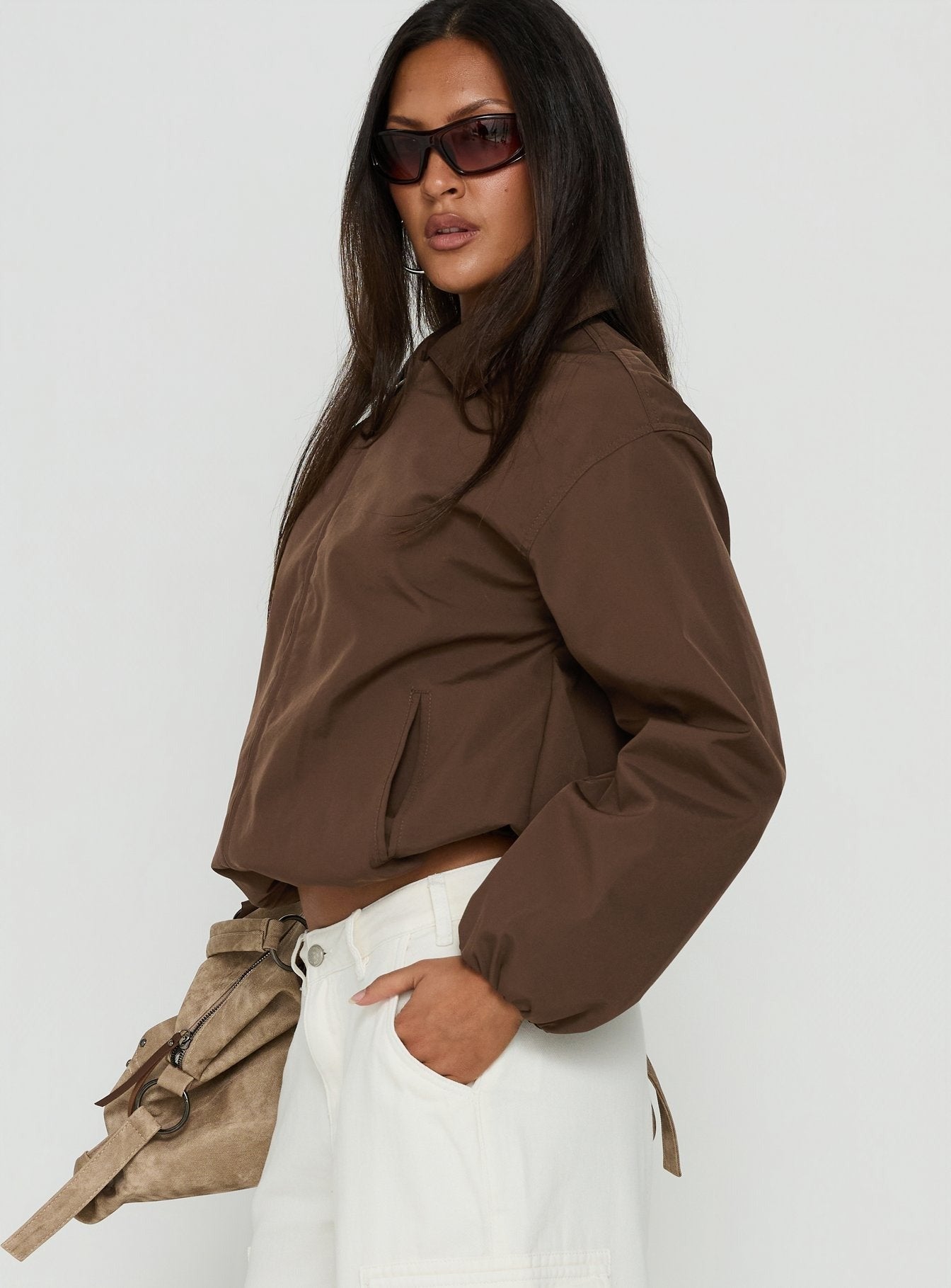 Scorpia Canvas Bomber Jacket Dark Brown