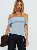 Marisyn Tie Detail Off Shoulder Top Blue
