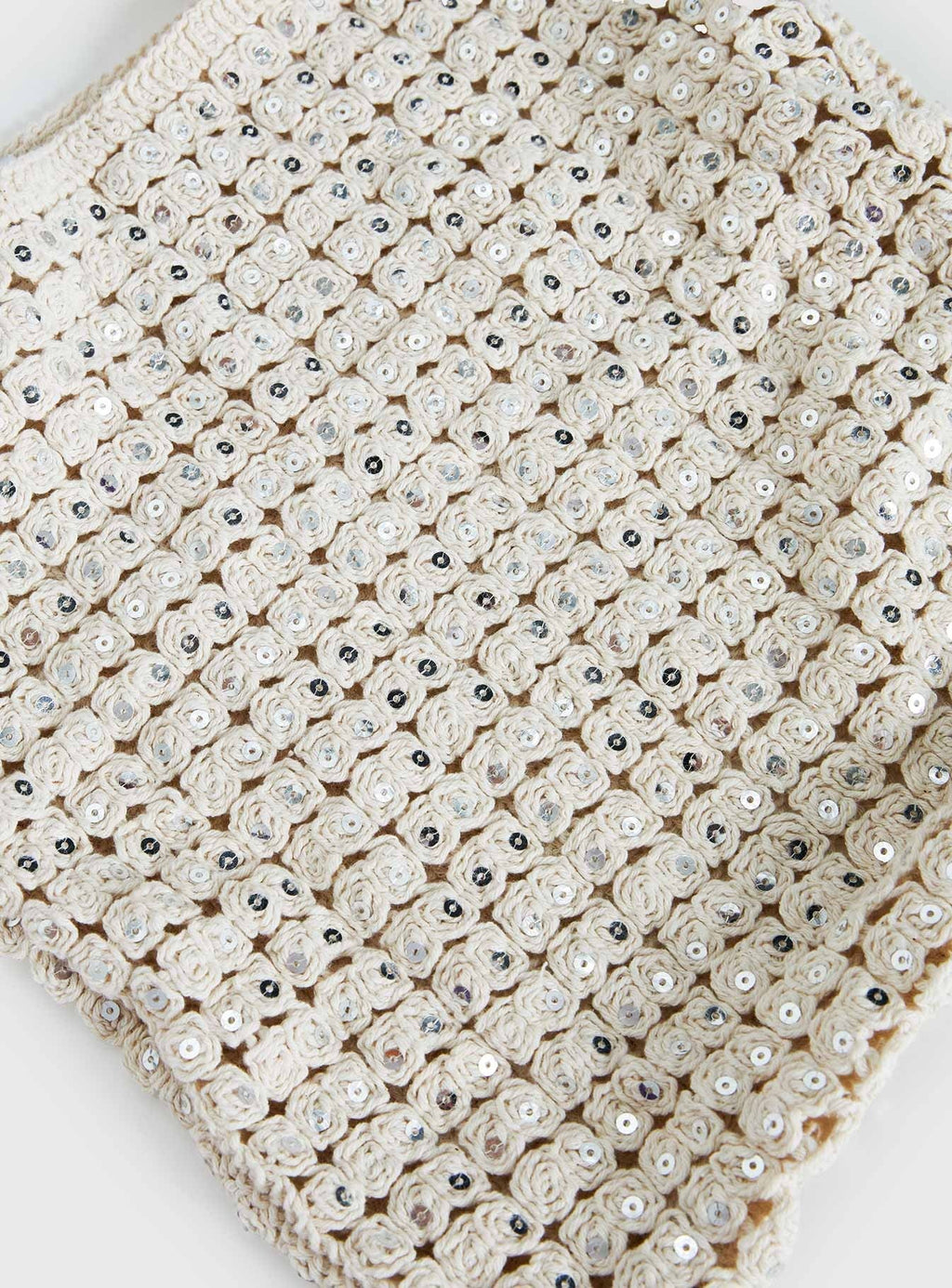 Moon Glow Crochet Metallic Tote Bag Cream