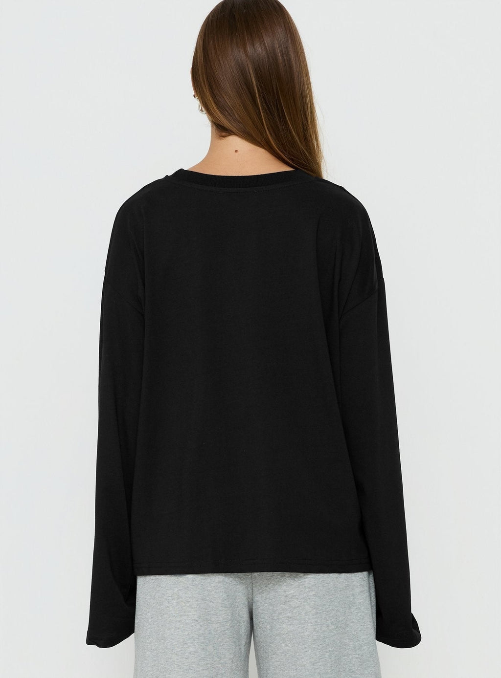 Settle Down Long Sleeve Top Black