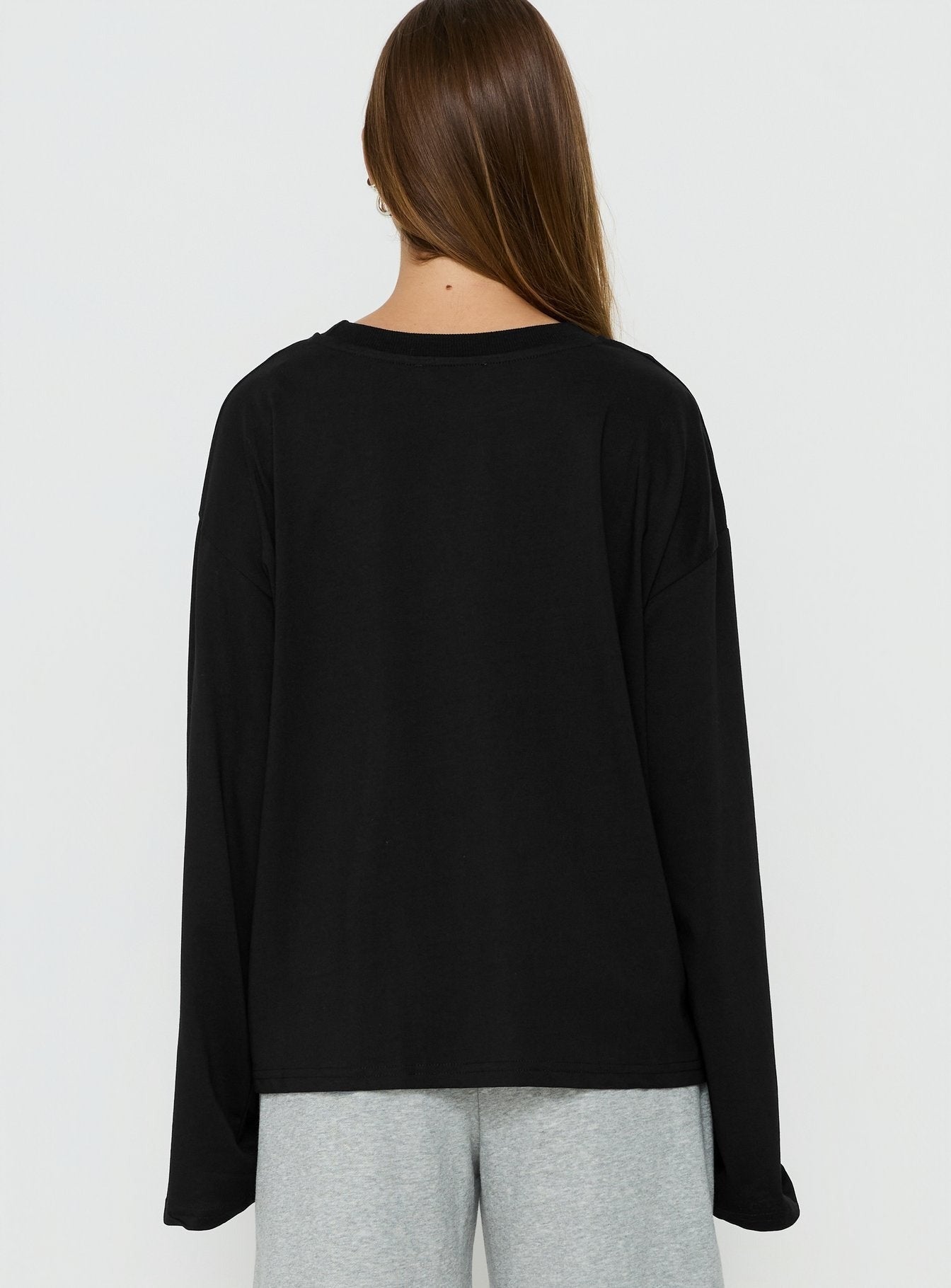 Settle Down Long Sleeve Top Black