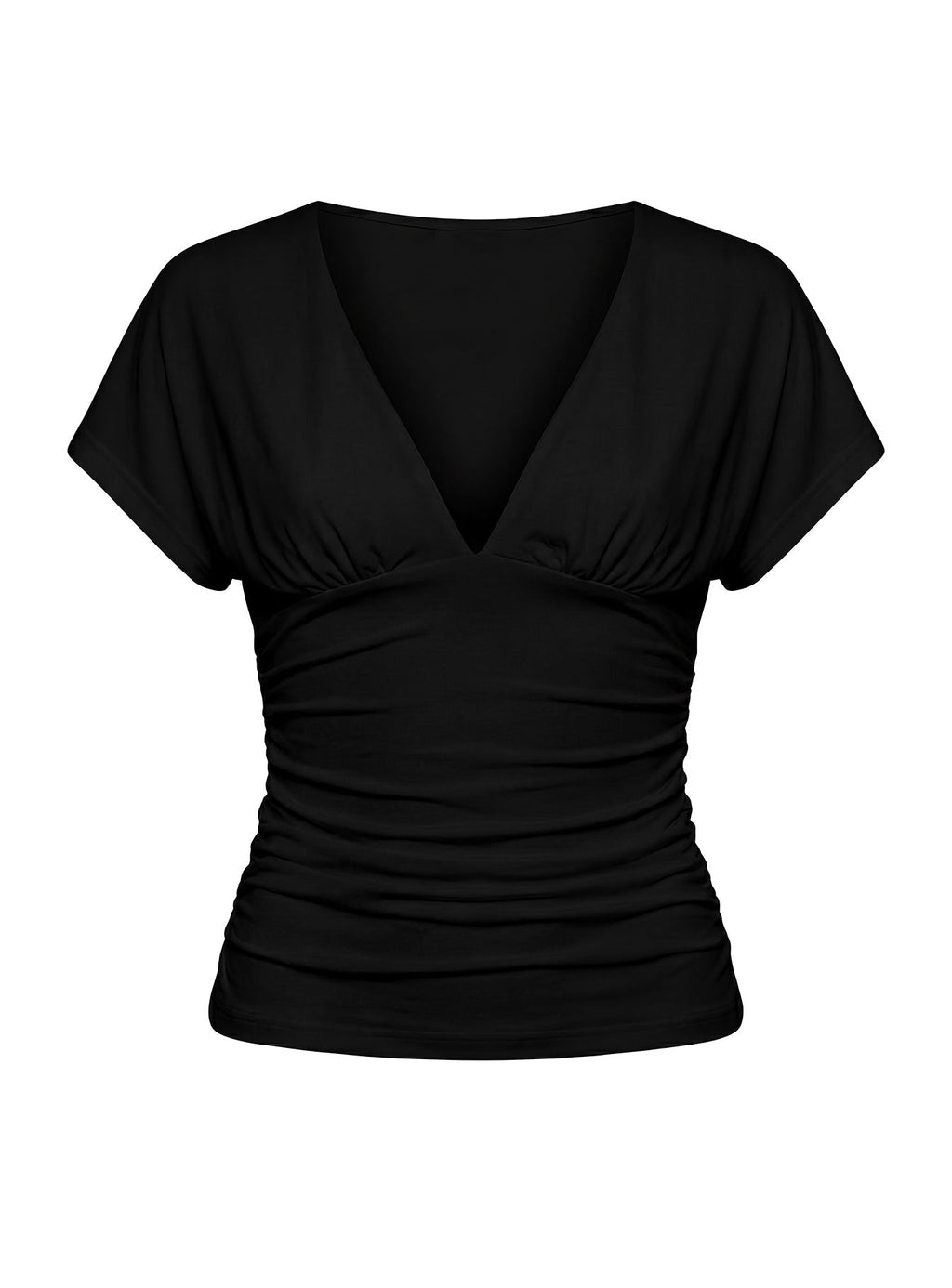 Mattey Cinched V Neck Top Black