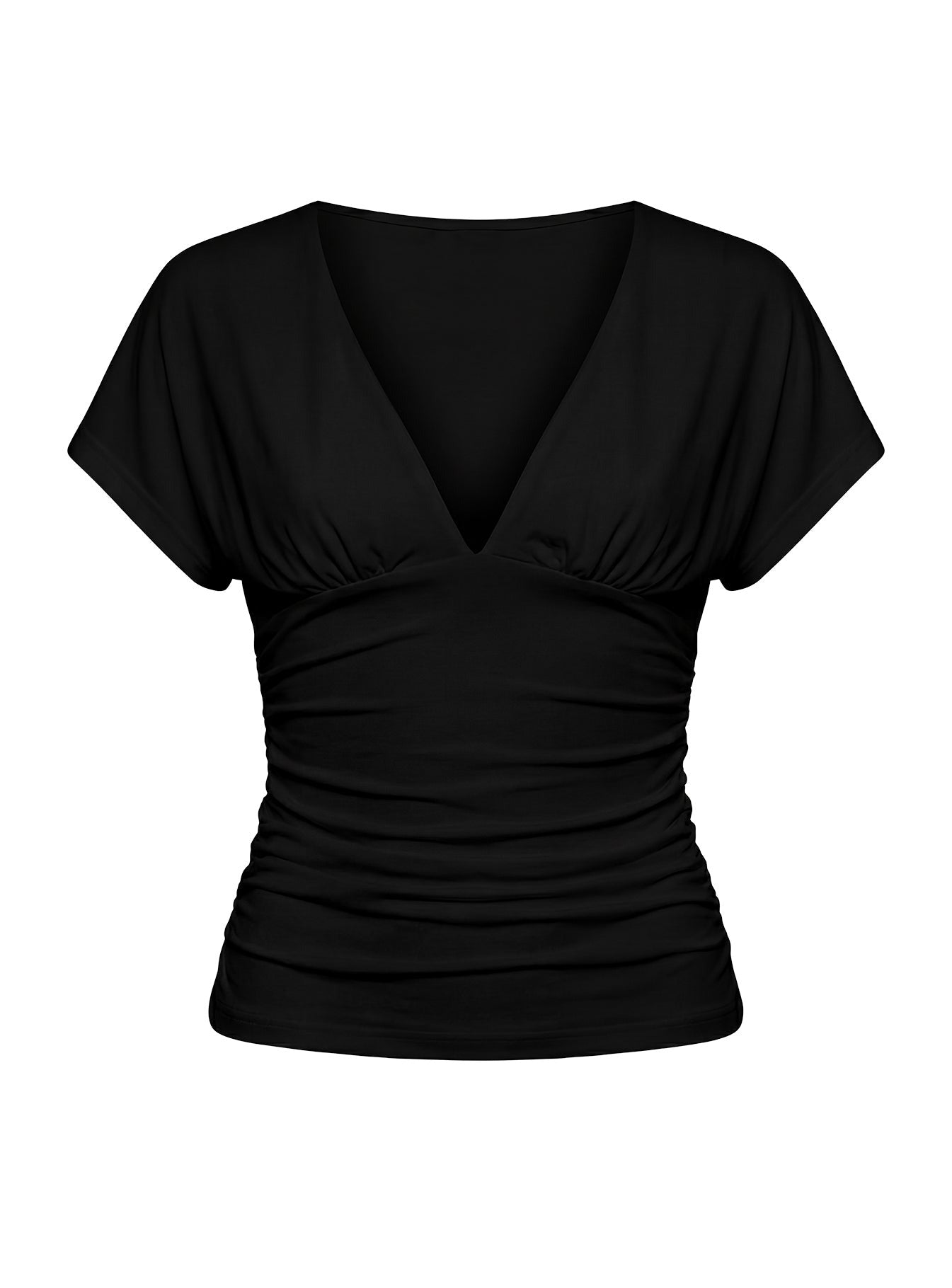 Mattey Cinched V Neck Top Black
