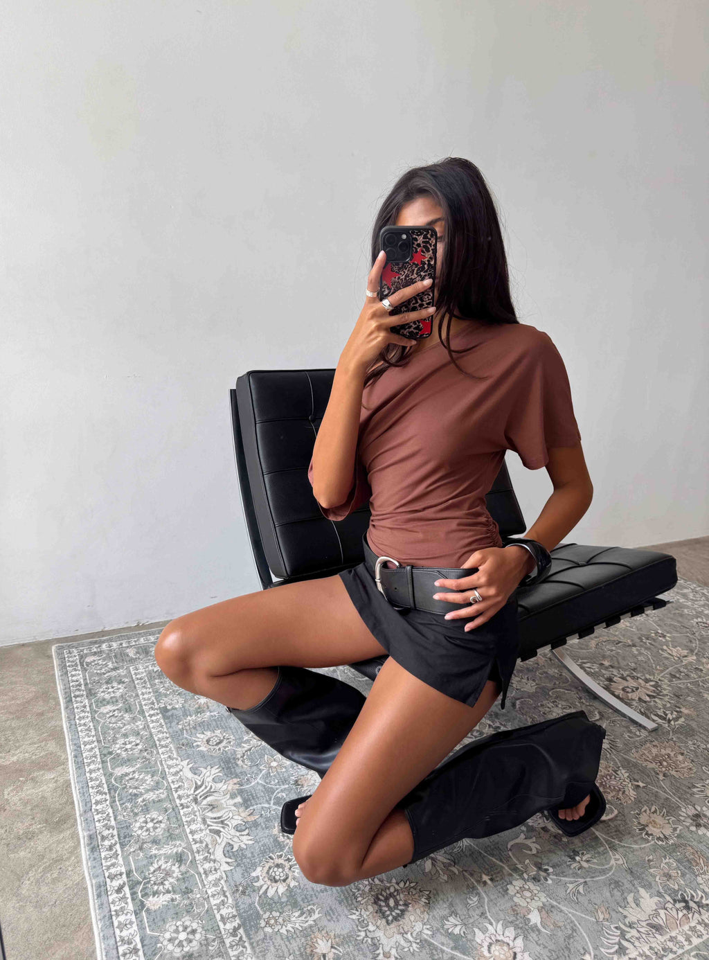 Luckiest Girl Off Shoulder Cinched Top Clay