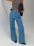Seeker Mid Rise Wide Leg Jeans Denim