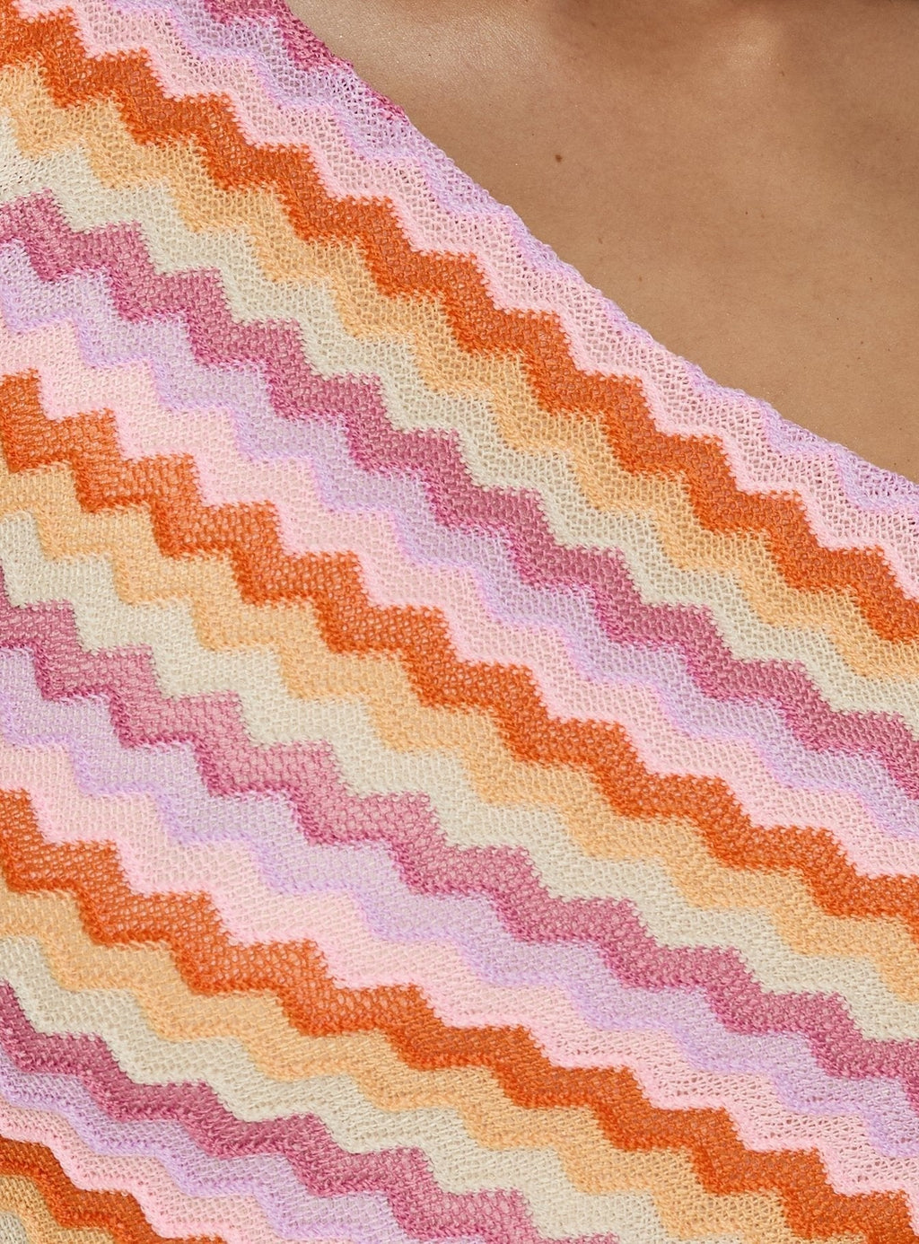 Alisia One Shoulder Knit Mini Dress Pink Stripe