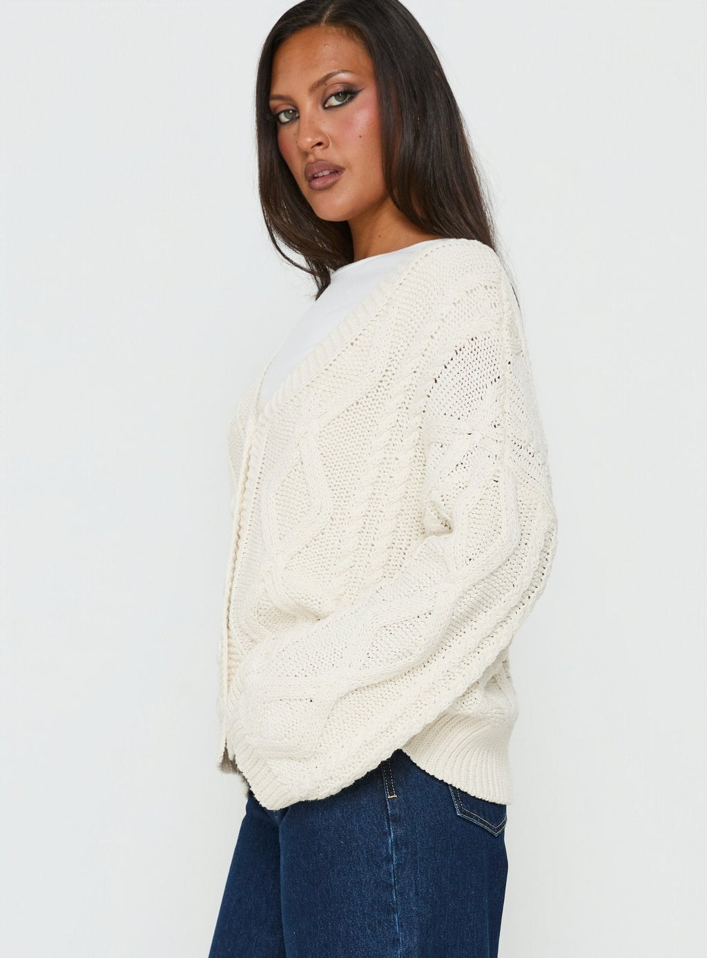 Selfless Love Cable Knit Cardigan Cream