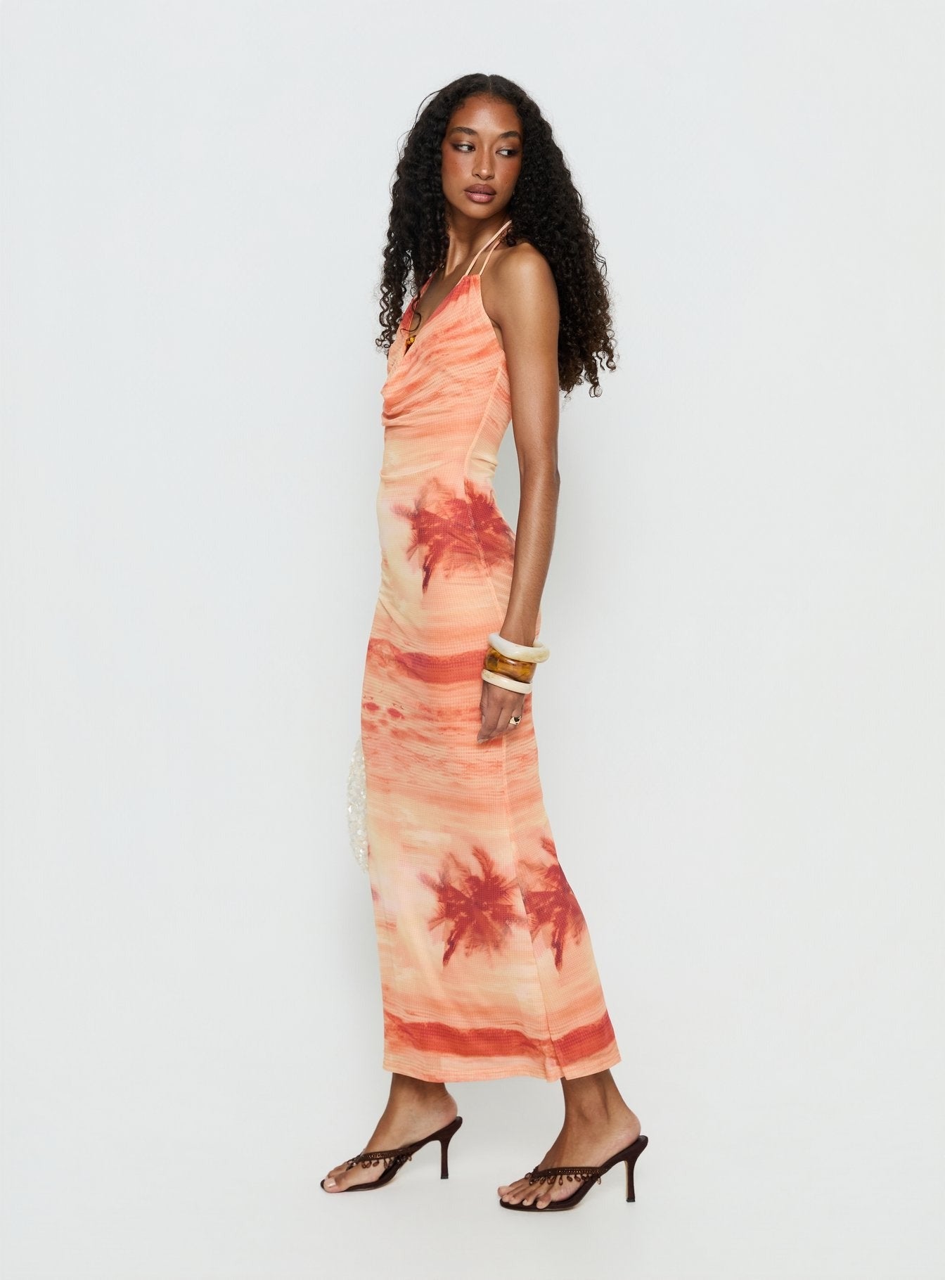 Jazina Keyhole Maxi Dress Orange Multi