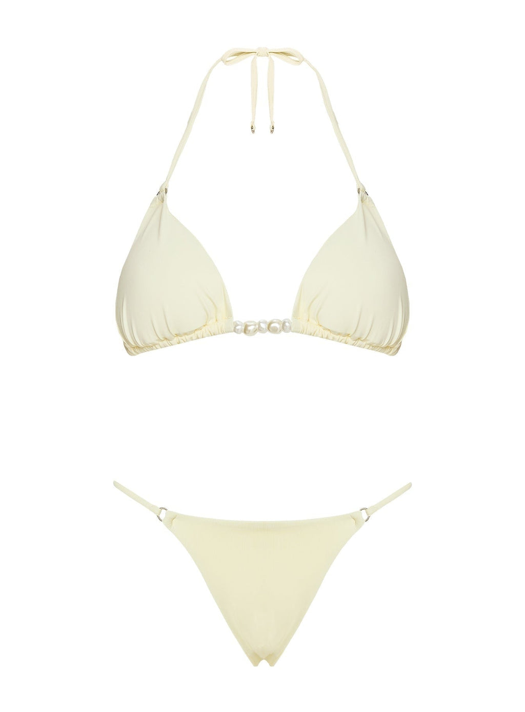 Adrah Beaded Triangle Bikini Top Yellow