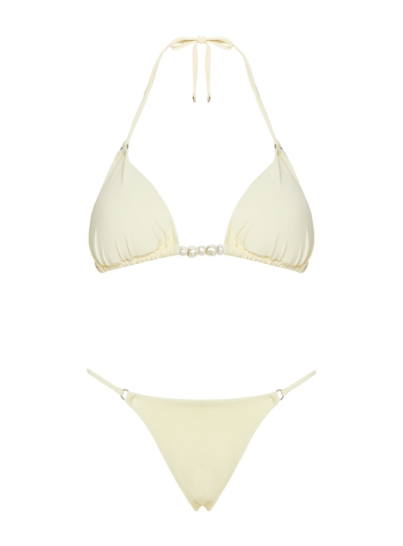 Adrah Beaded Triangle Bikini Top Yellow