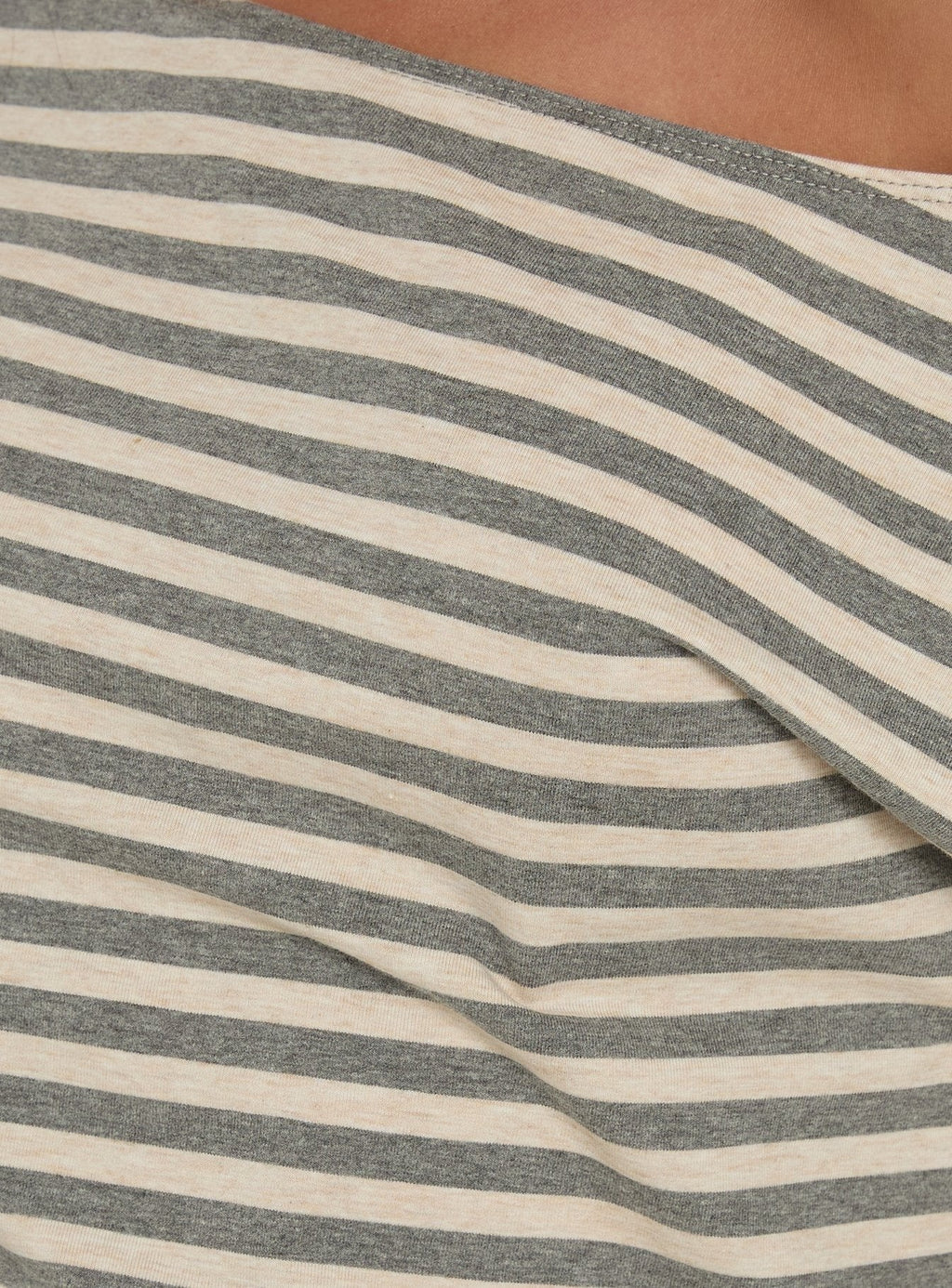Self Control Off Shoulder Romper Grey Stripe