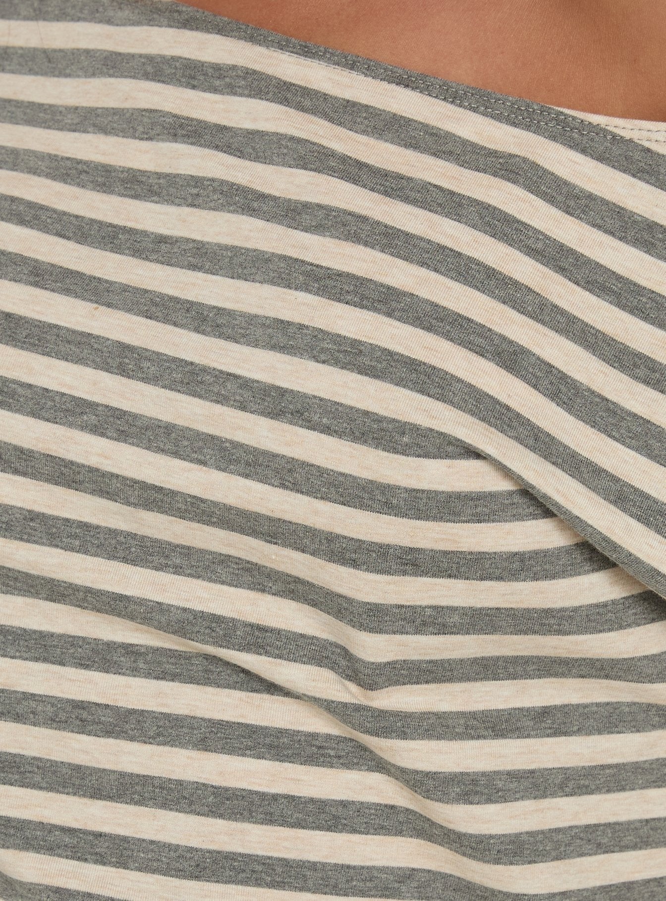 Self Control Off Shoulder Romper Grey Stripe
