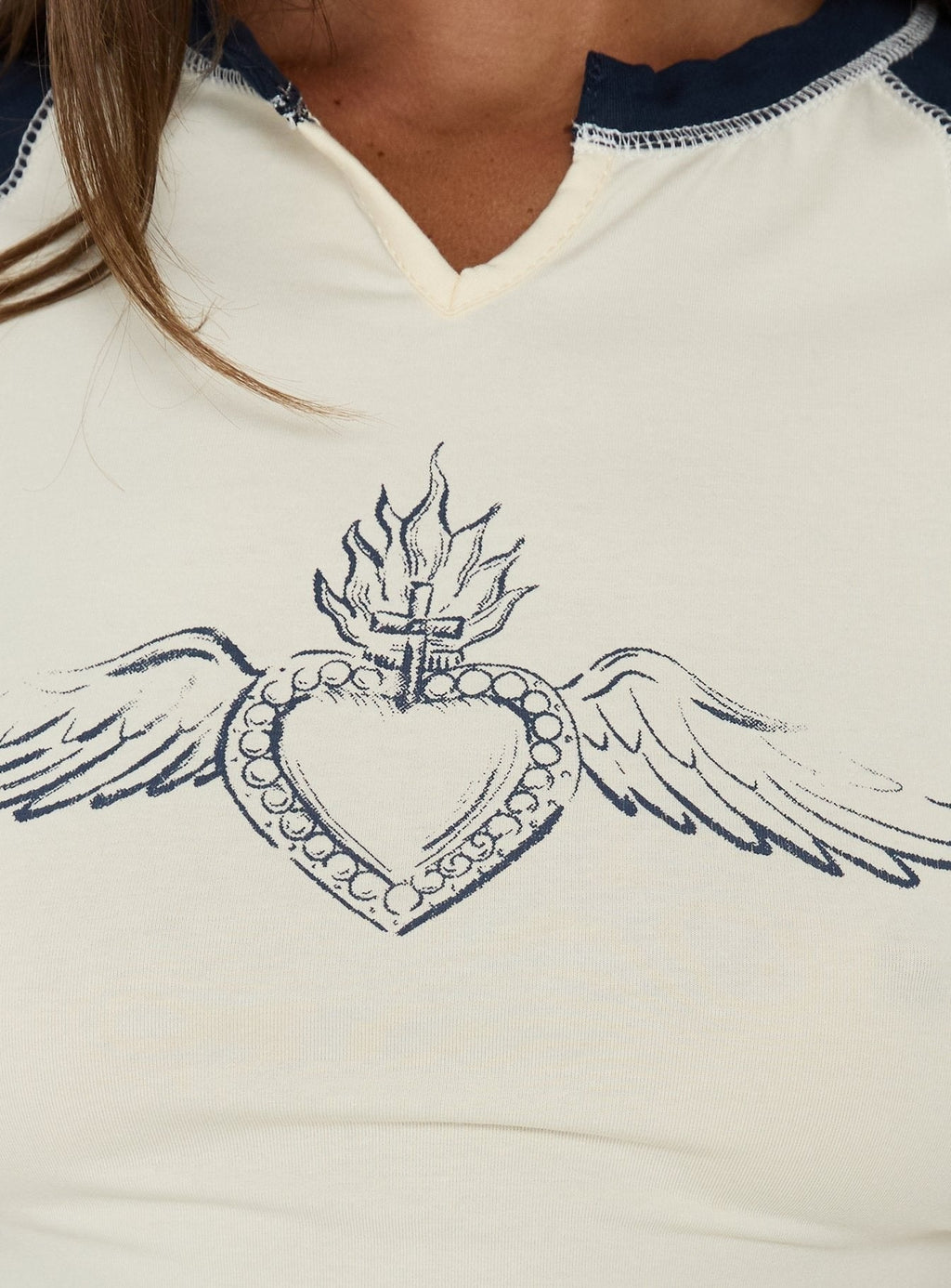 Locket Love Graphic Raglan Tee Navy / Lemon