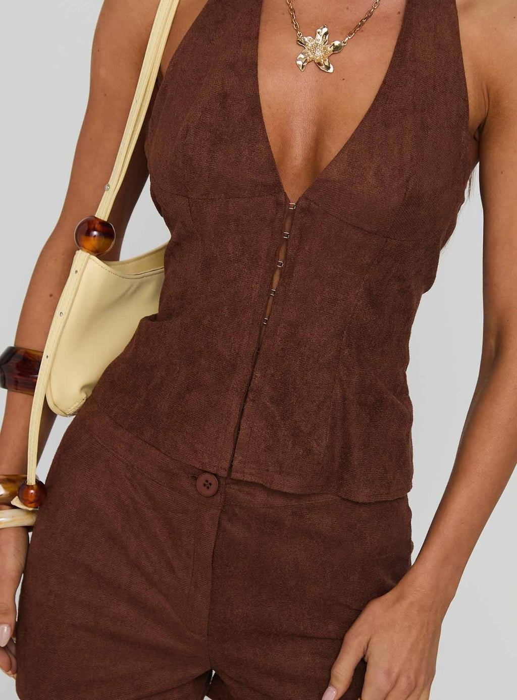 At Your Place Halter Set Brown