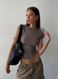 Valentinna Short Sleeve Curved Hem Top Grey