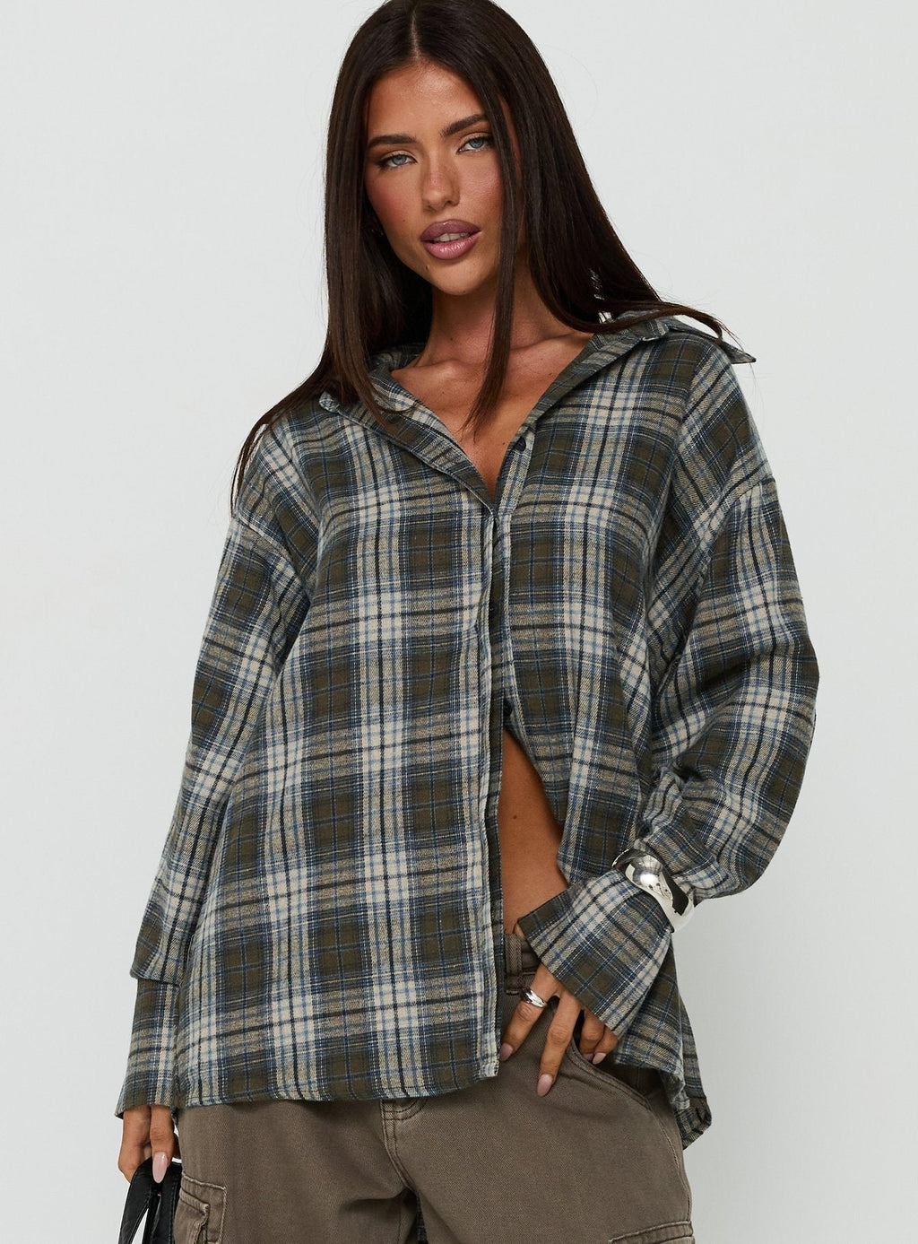 Fever Dreams Oversized Collared Shirt Check