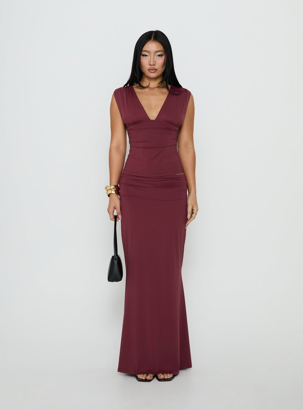 Liorah Thick Strap Plunge Neck Top Red