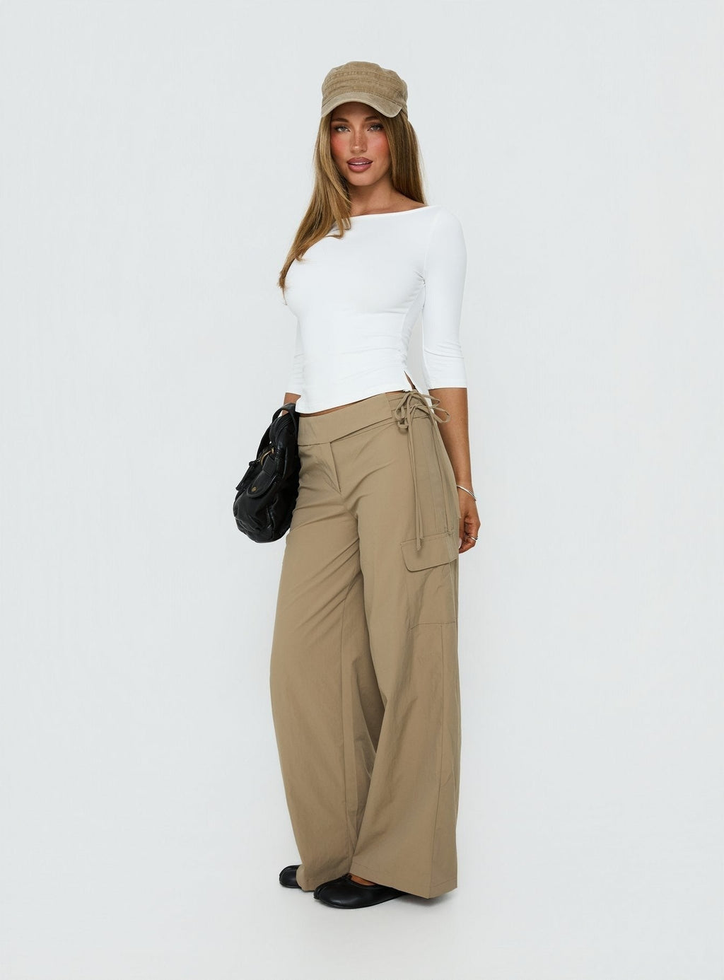 Rosemonde Tie Side Cargo Pants Khaki