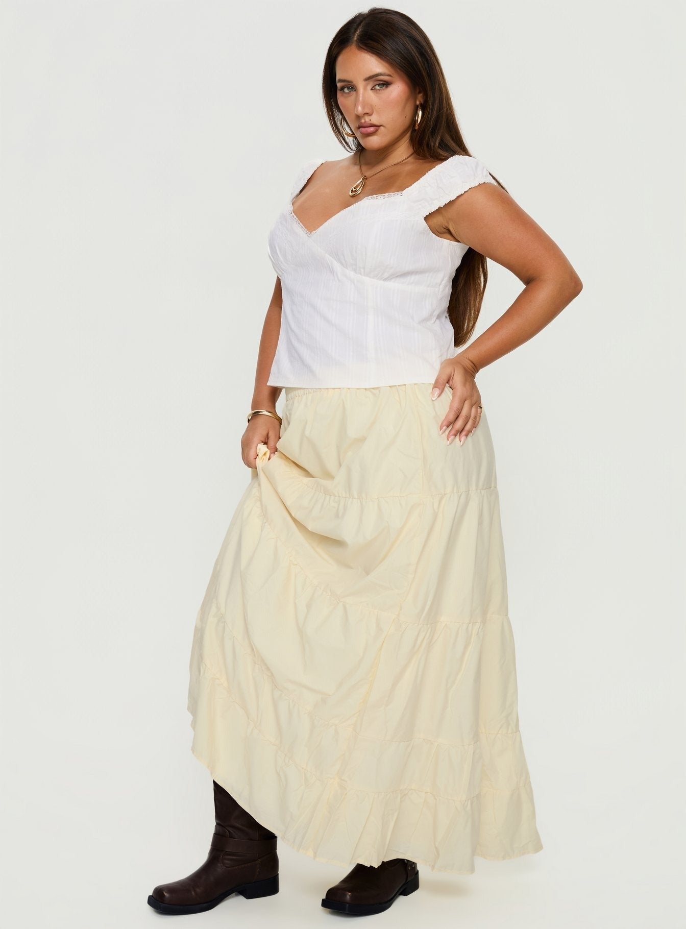 Garden Party Maxi Skirt Lemon Curve