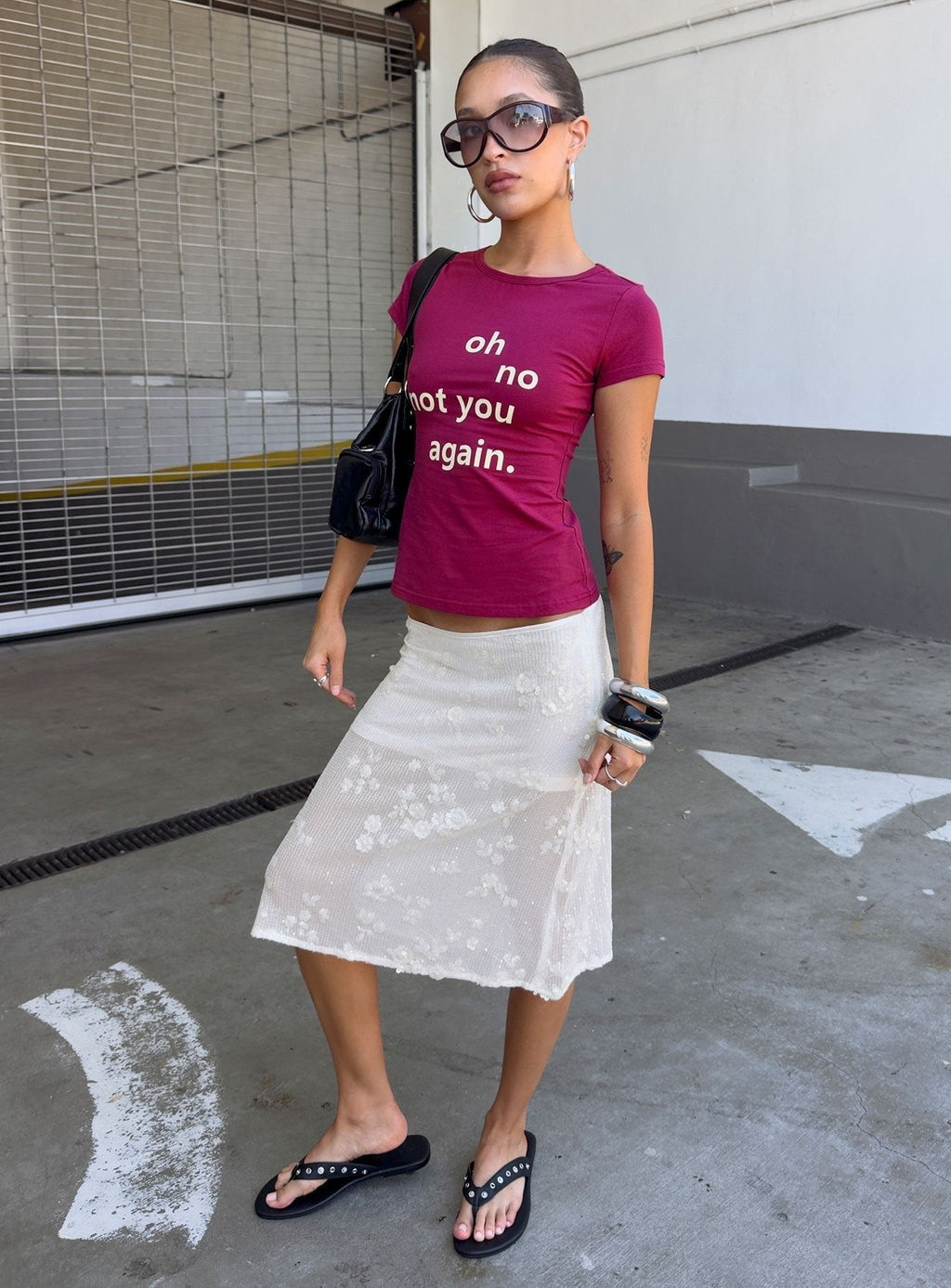 Heart Stealer Sheer Sequin Midi Skirt White