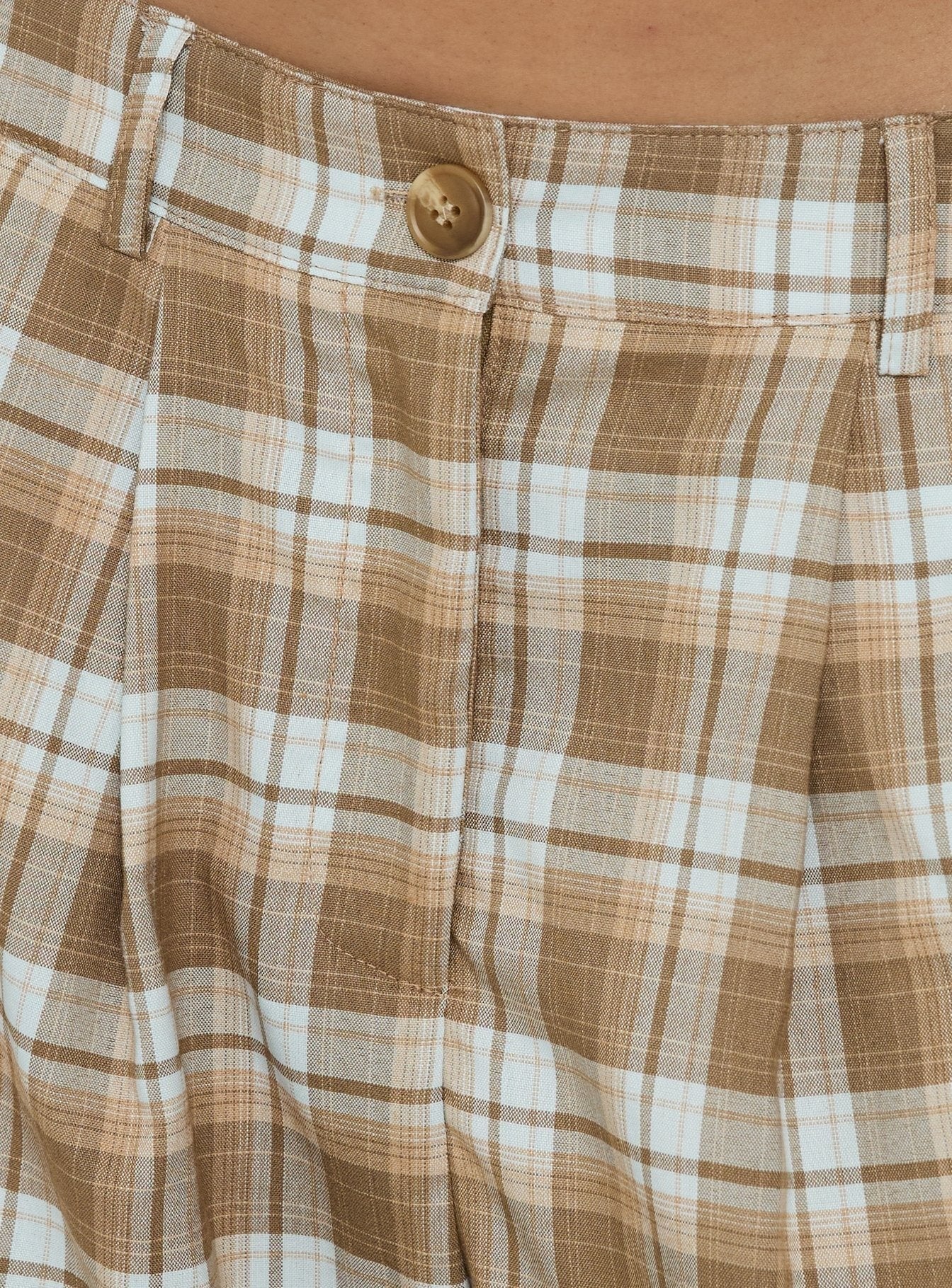 Ashara Mid Length Short Check Brown