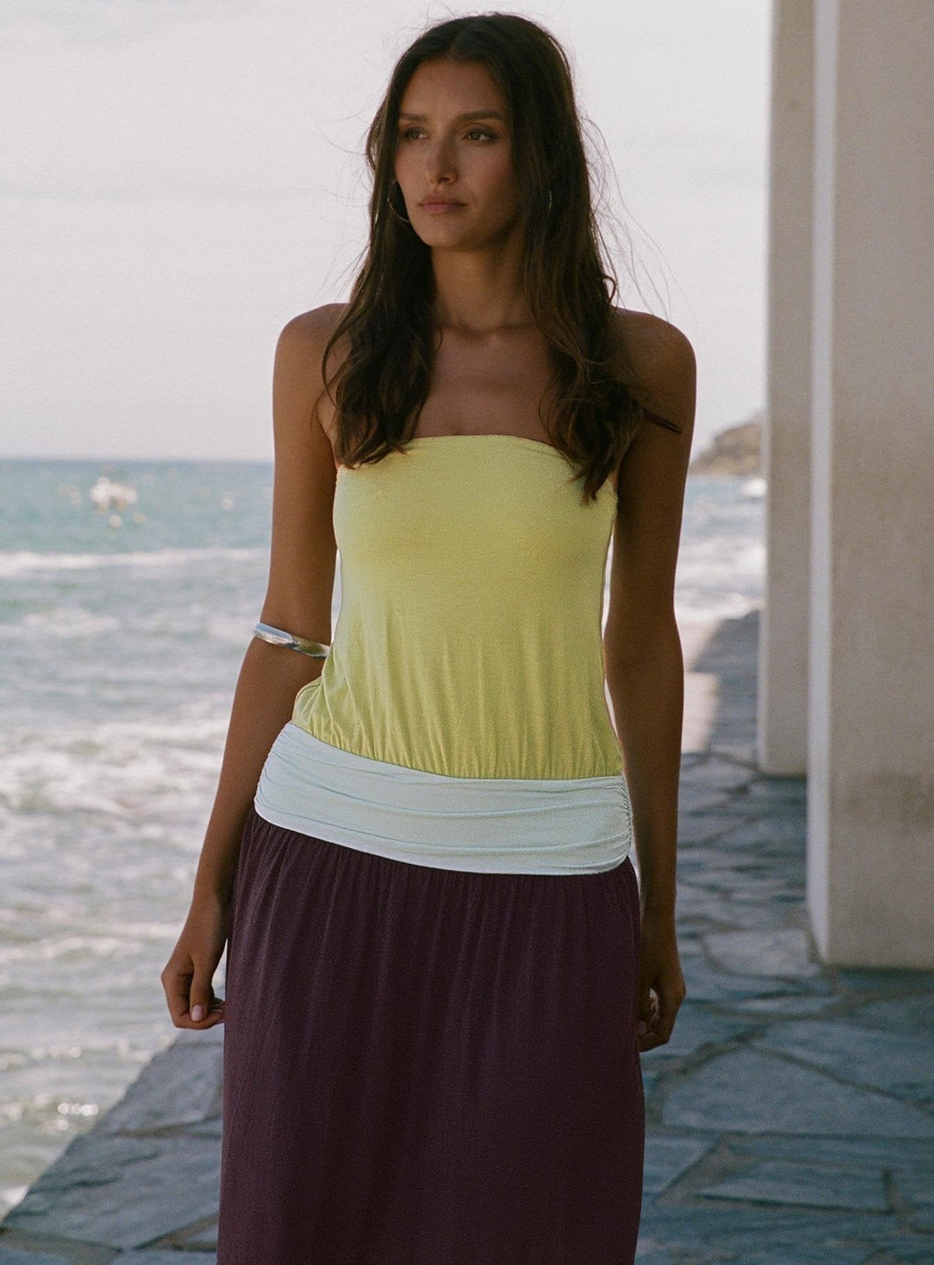 Heart Swarm Colour Block Strapless Maxi Dress Multi