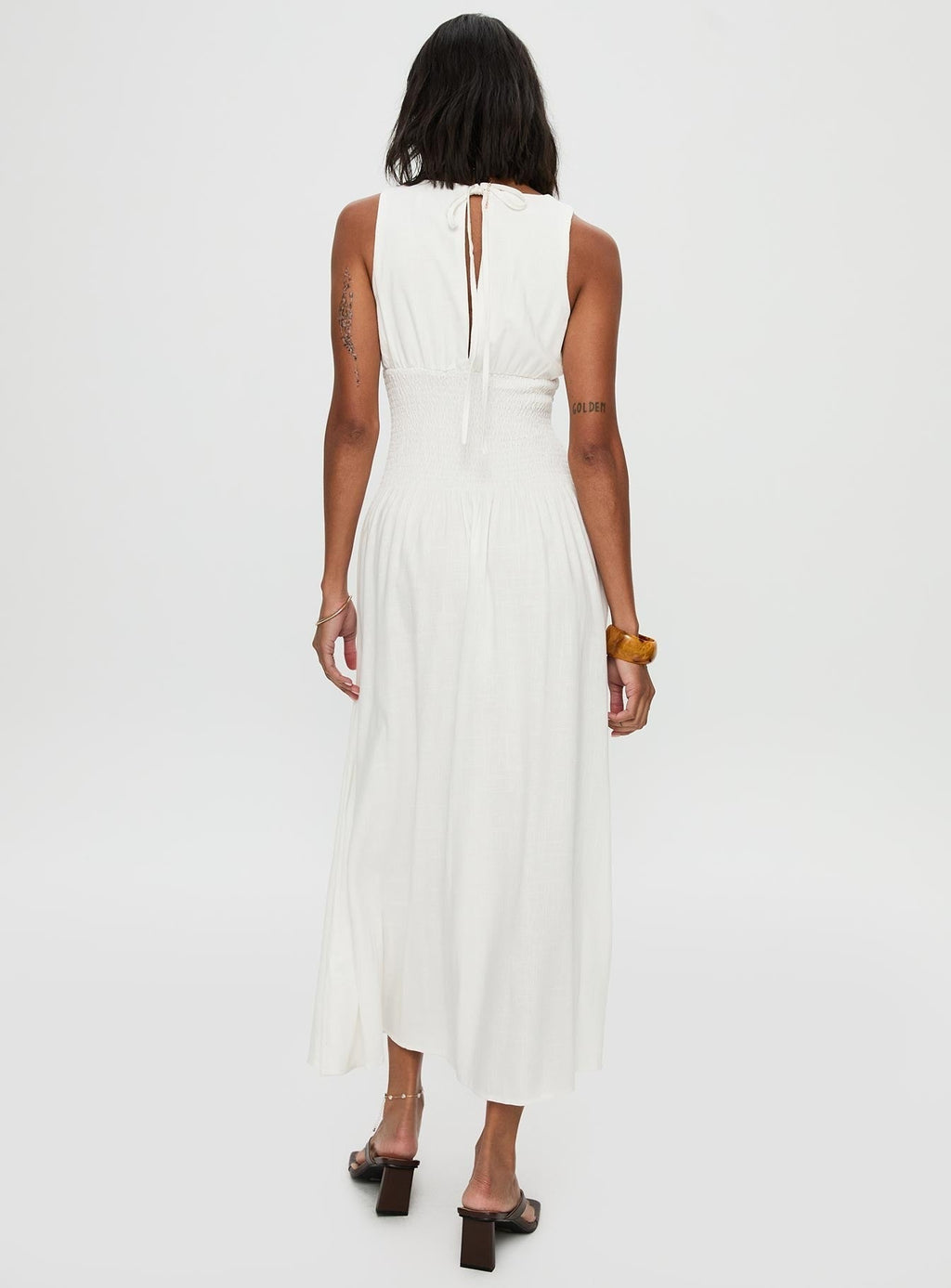 Lilienne Shirred Maxi Dress White