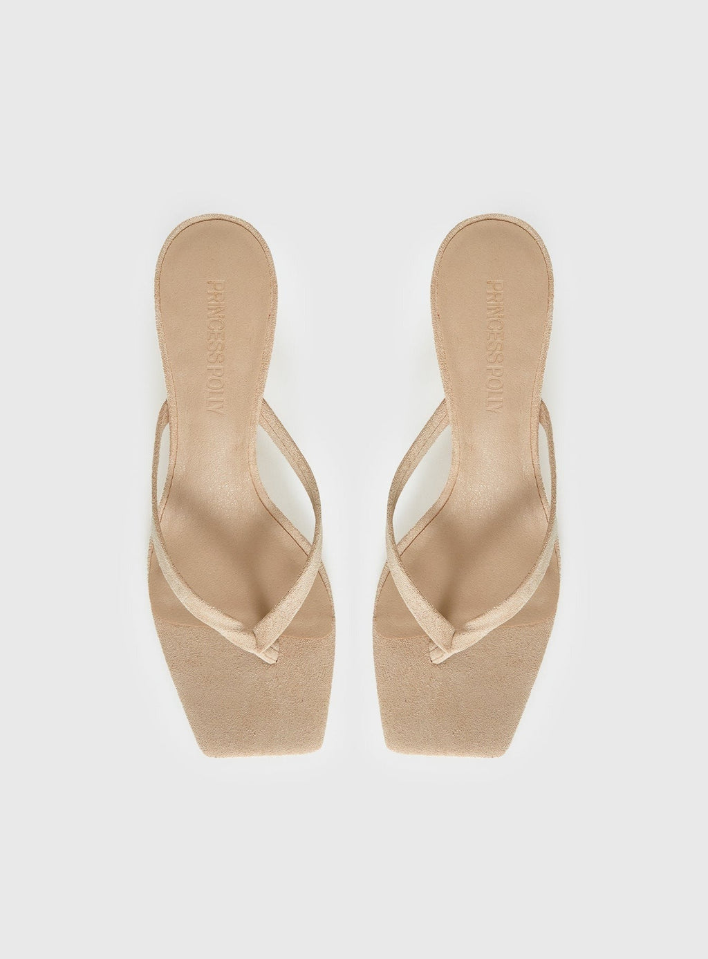 So Exclusive Faux Suede Thong Heels Tan