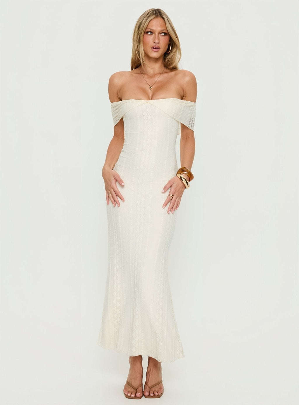 Ladonna Off Shoulder Maxi Dress Cream