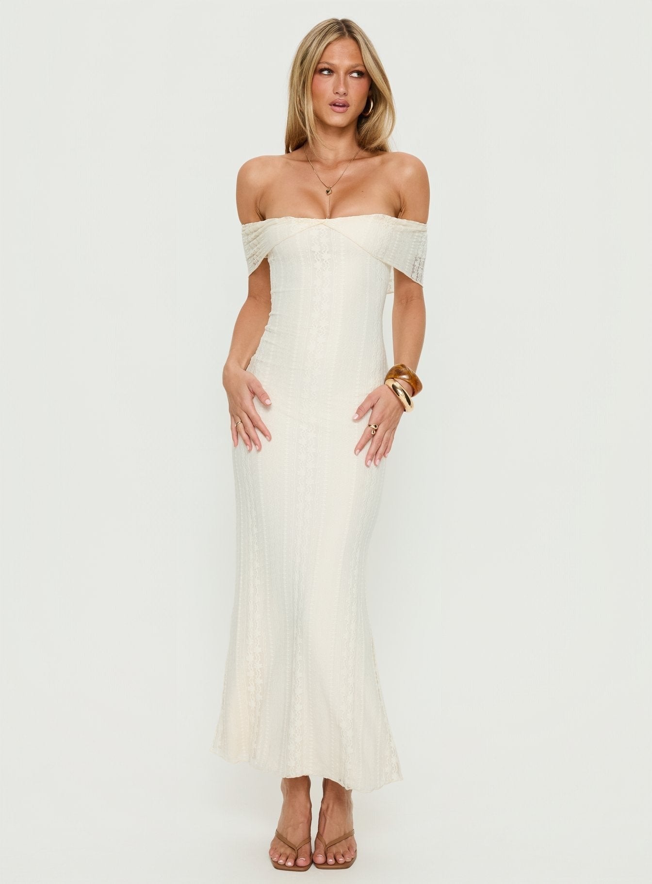 Ladonna Off Shoulder Maxi Dress Cream