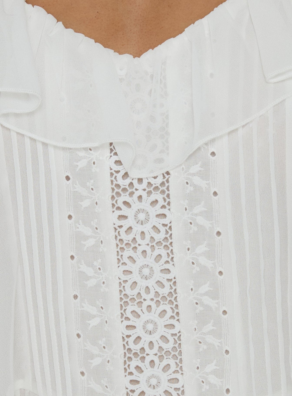 Somnielle Frill Lace Detail Top White