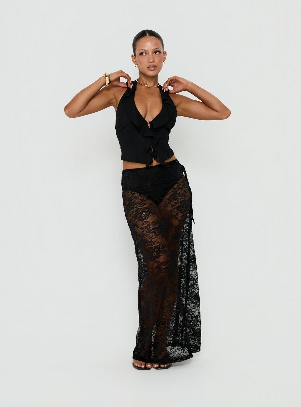 Marenya Lace Maxi Skirt Black