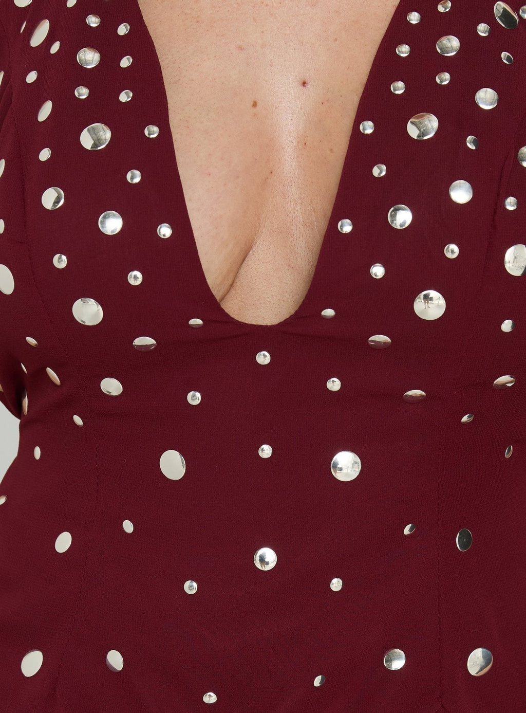 Tekapo Studded V-Neck Top Burgundy