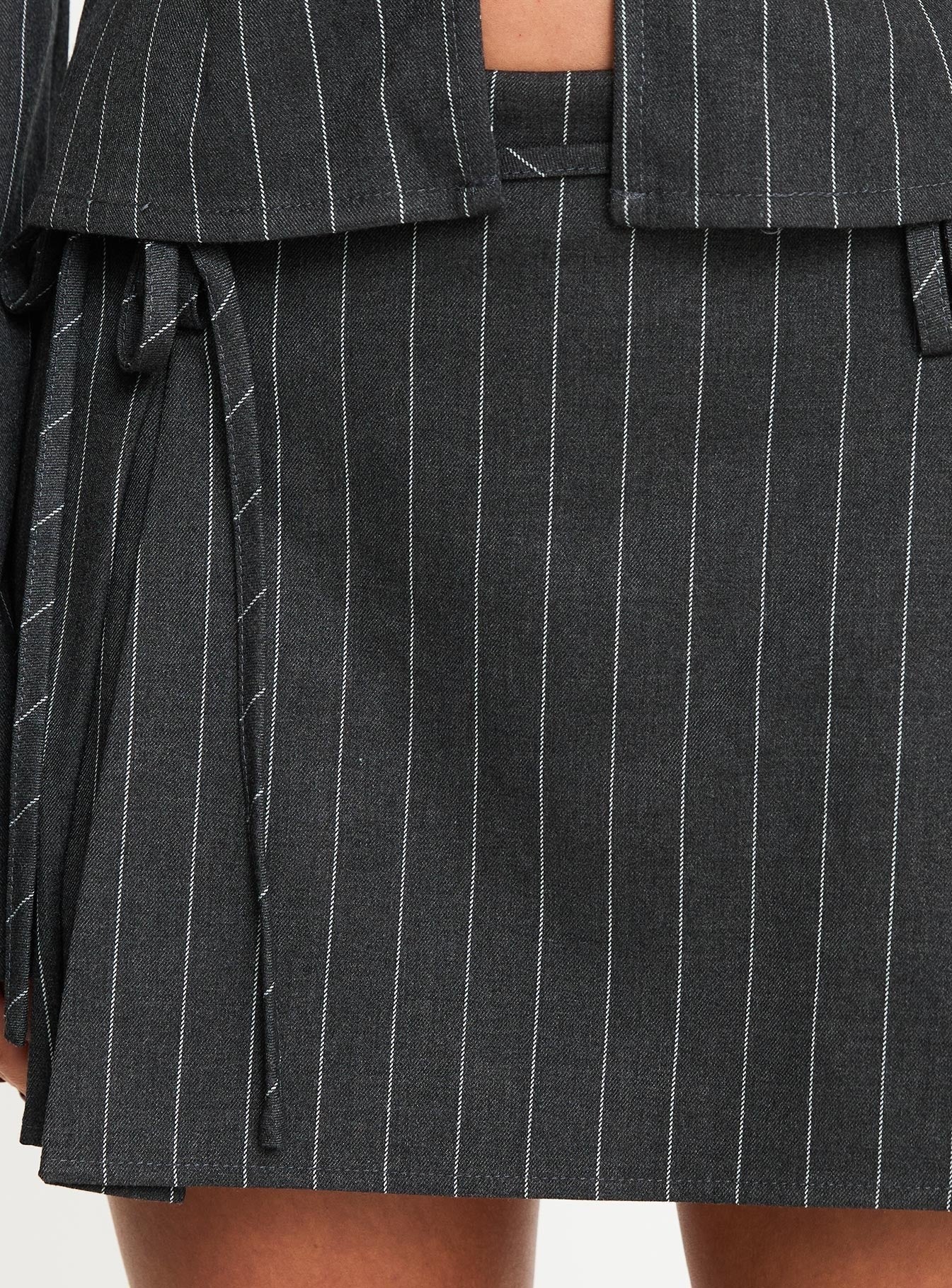 Saraya Pleat Mini Skort Grey Pinstripe