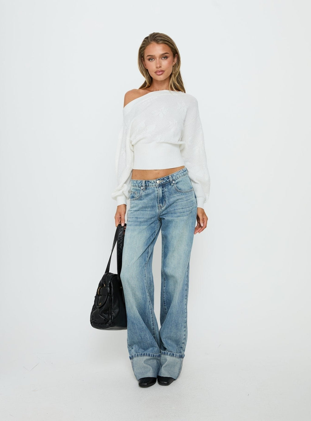 Lalola Asymmetrical Knit Jumper White